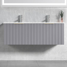 Boardwalk 1200mm Matte Grey Wall Hung Double Vanity with Ceramic Countertop